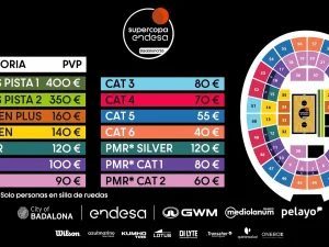 Mapa de asientos y precios para la Supercopa Endesa 2026 en Badalona