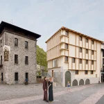 Renderizado del nuevo centro de salud de Elgoibar en construcción.