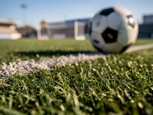 Balón de fútbol sobre el césped en un campo deportivo