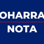 Texto en fondo azul que dice 'OHARRA NOTA'