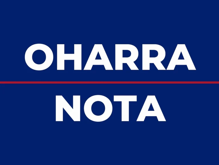 Texto en fondo azul que dice 'OHARRA NOTA'