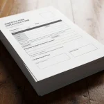 Pila de formularios de solicitud de empleo sobre una mesa de madera.