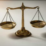 Balanza de la justicia en color dorado sobre fondo claro