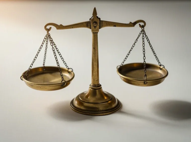 Balanza de la justicia en color dorado sobre fondo claro