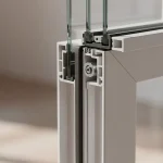 Detalle de un marco de ventana de aluminio en construcción