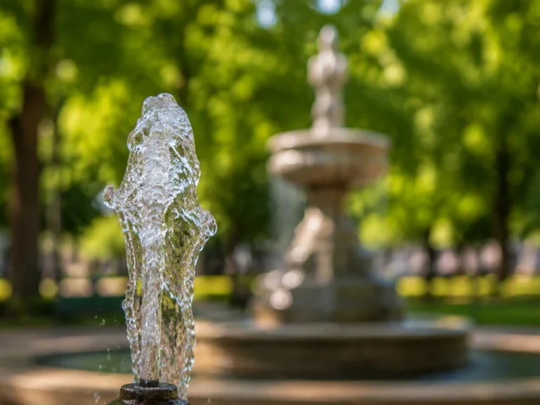 Chorro de agua de una fuente ornamental en un parque