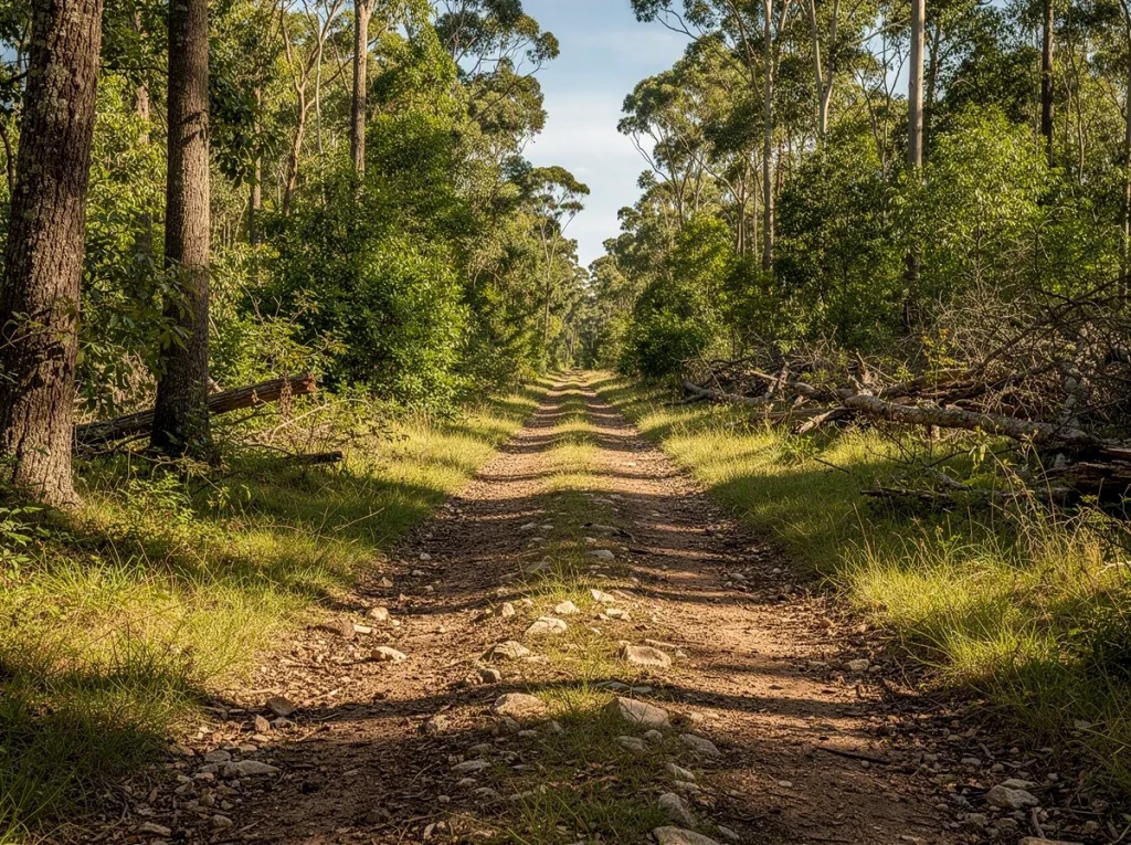 Sendero forestal rodeado de árboles y vegetación densa