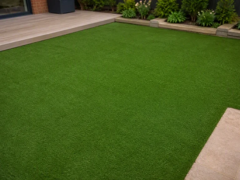 Césped artificial verde en un campo deportivo renovado